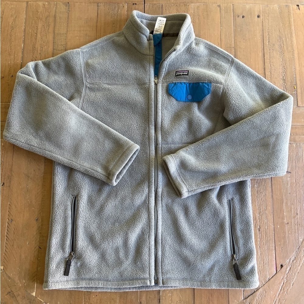Patagonia gray fleece zip front jacket